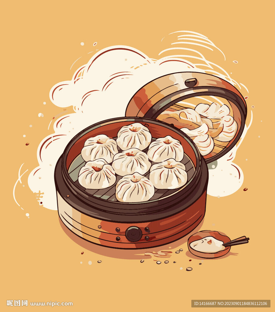 手绘包子广告插画