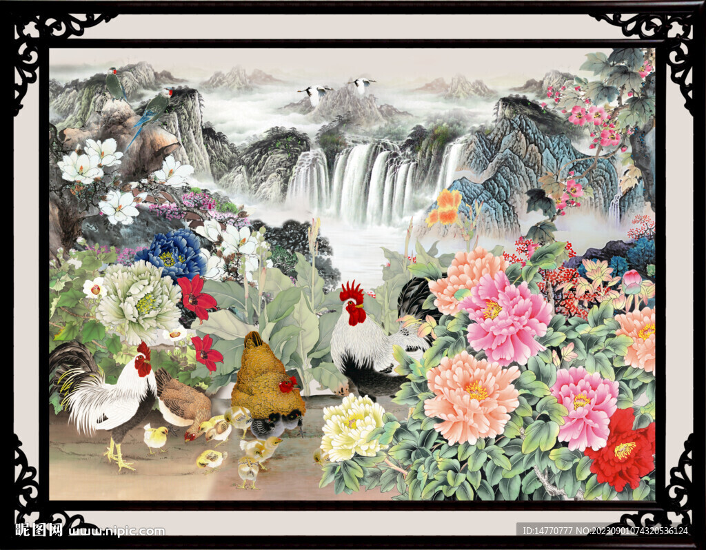 国画公鸡图 