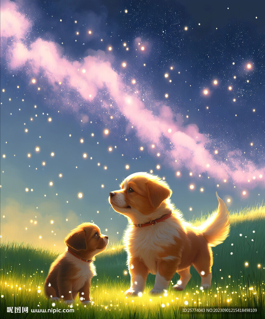 星光下的小狗