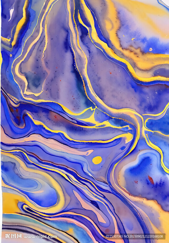 黄紫色抽象肌理画