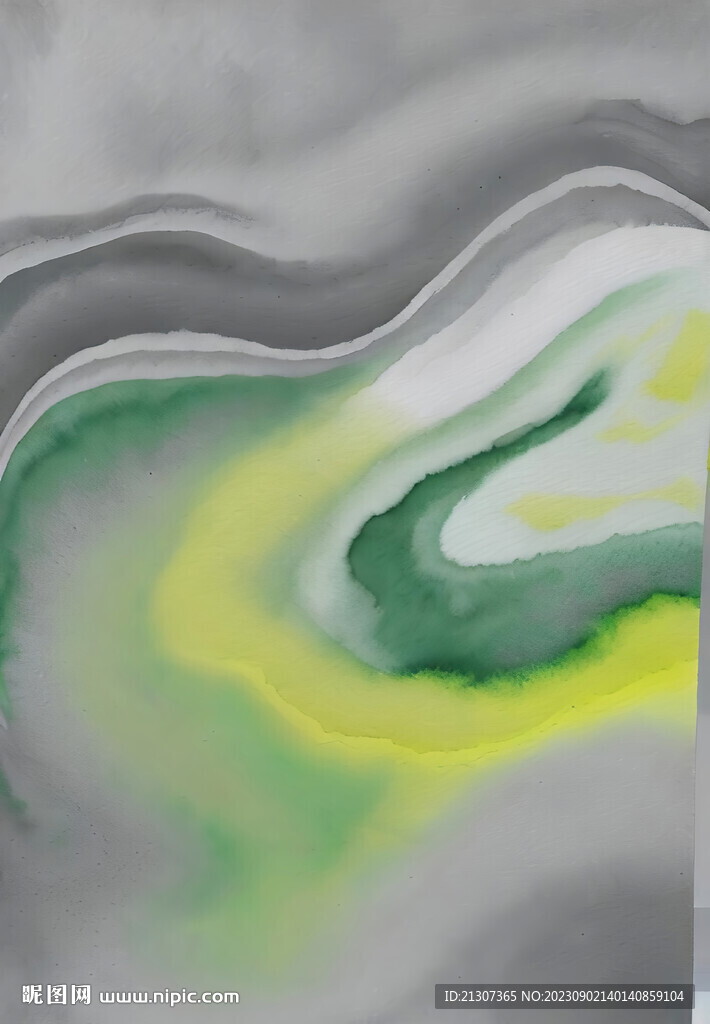 灰绿色抽象水墨画