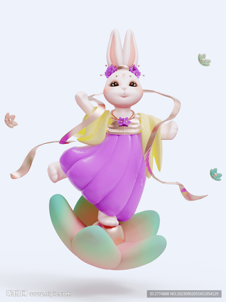 3D跳舞的小仙女兔子