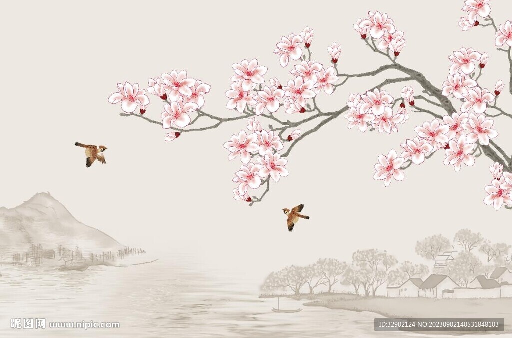 古典花鸟背景墙