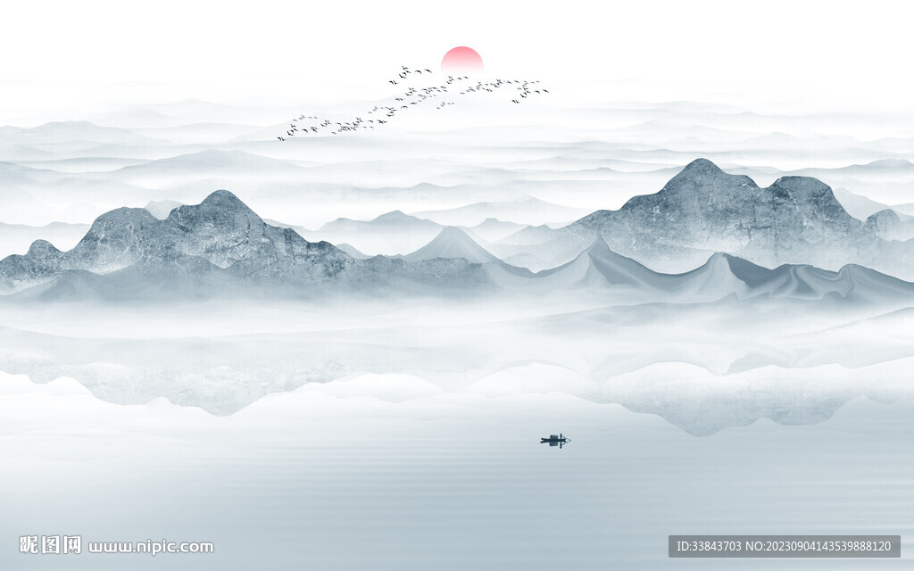 新中式水墨山水画