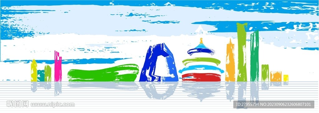 北京地标矢量插画
