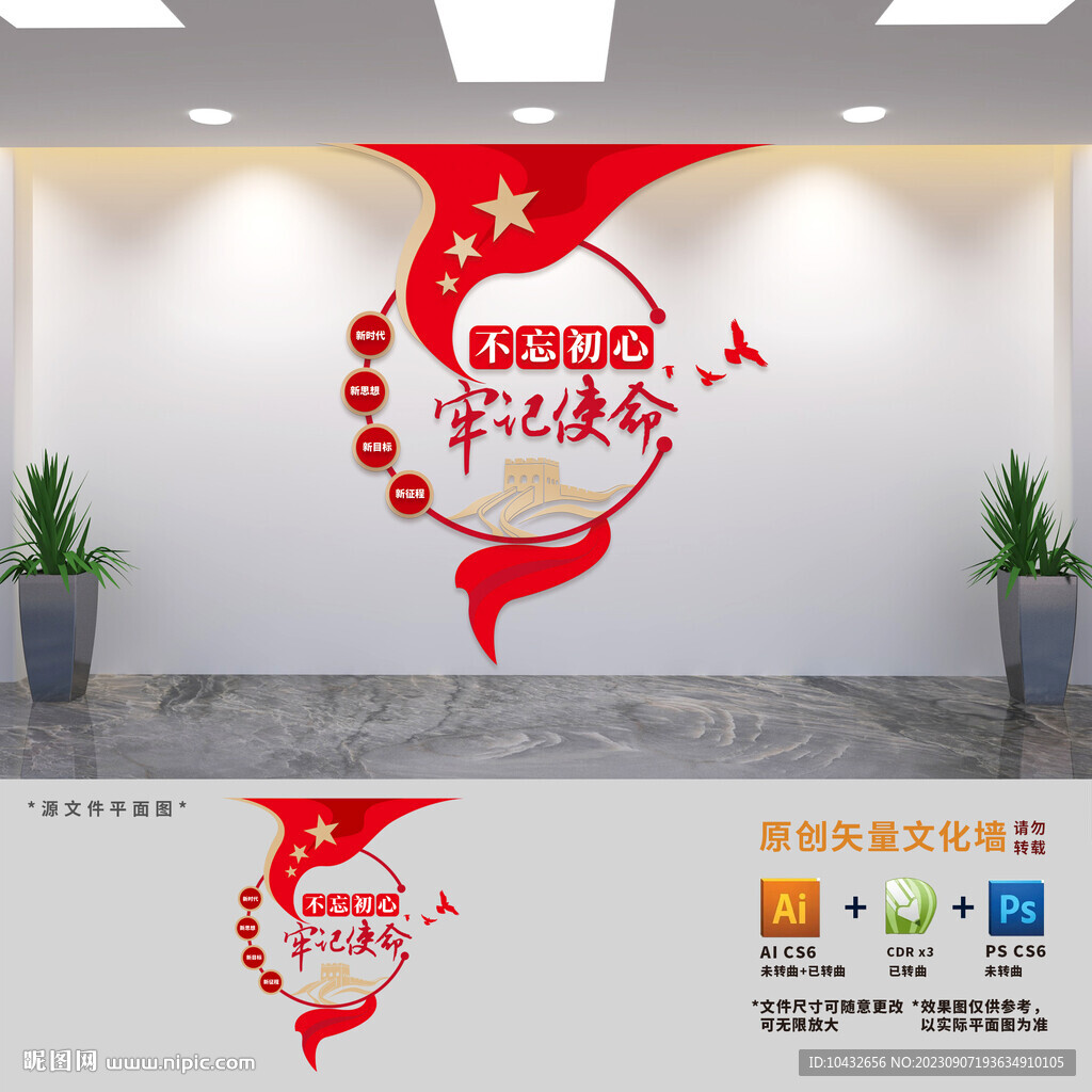 不忘初心党建标语文化墙