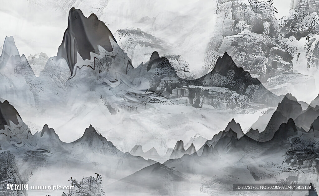 屏风山水画 
