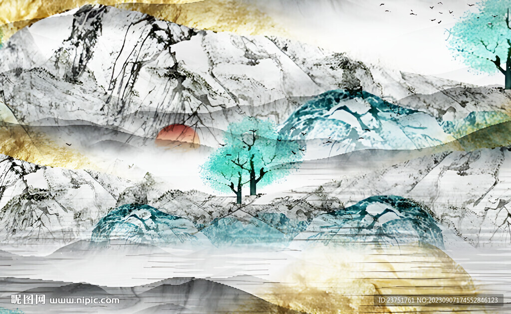 床头山水画 