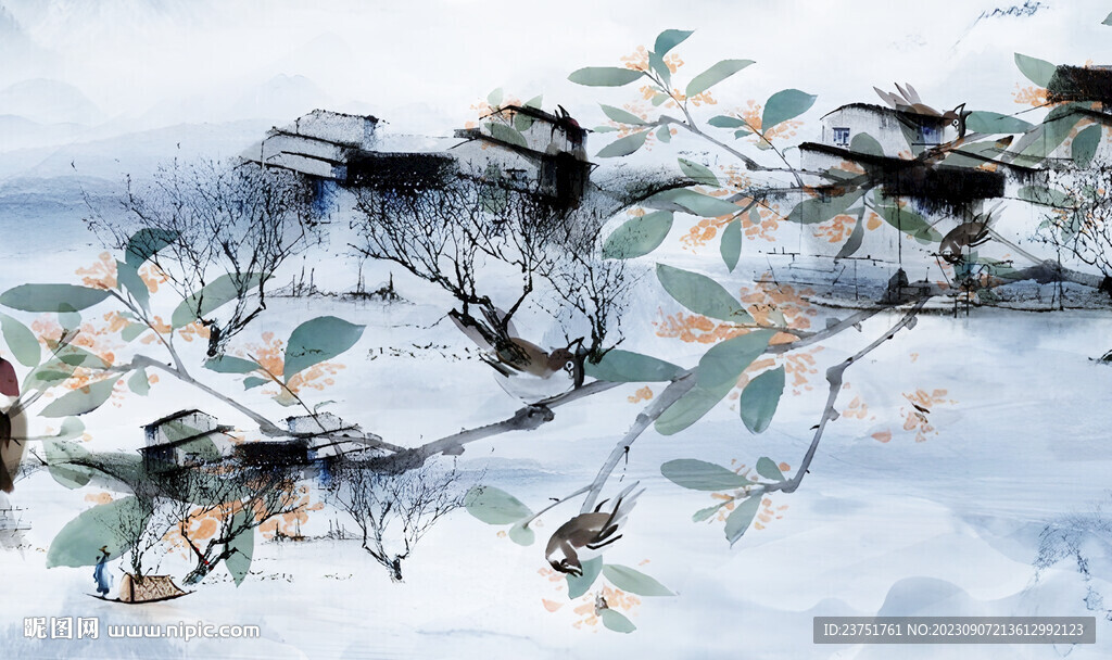 灰色山水画