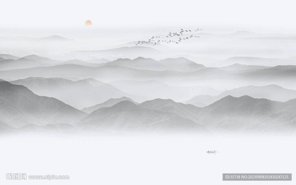 意境水墨山水画