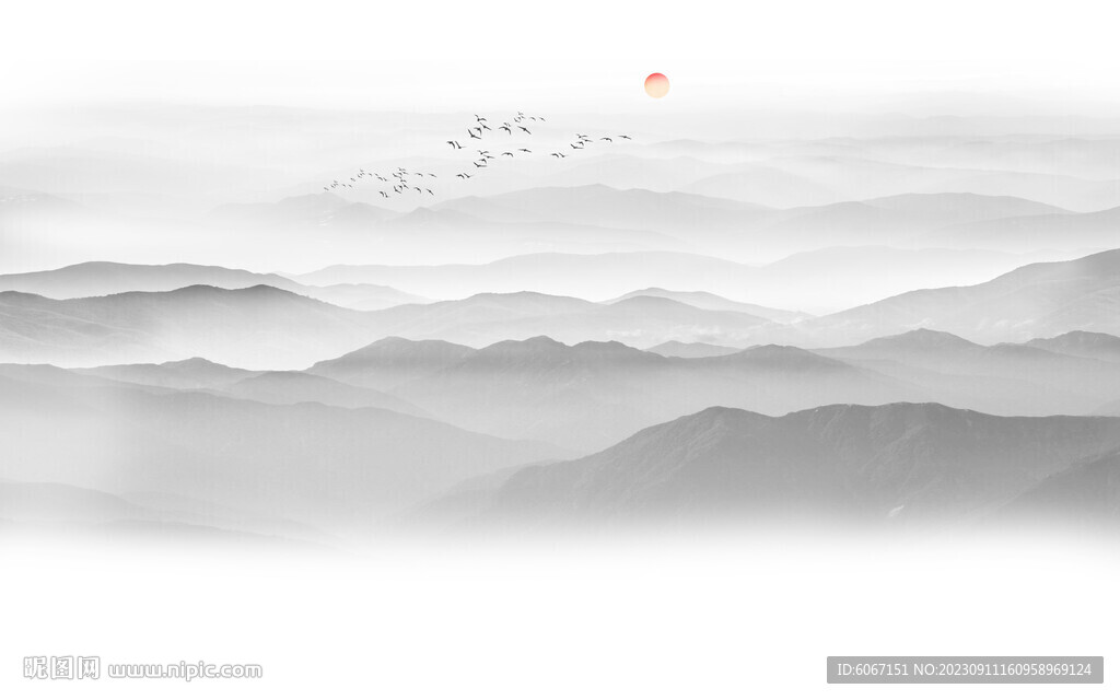 水墨山