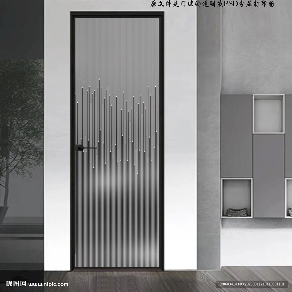 高清分层透明底平开门玻璃打印图