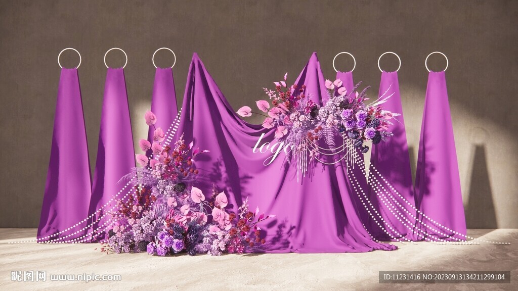 紫色布幔婚礼草图大师su模型