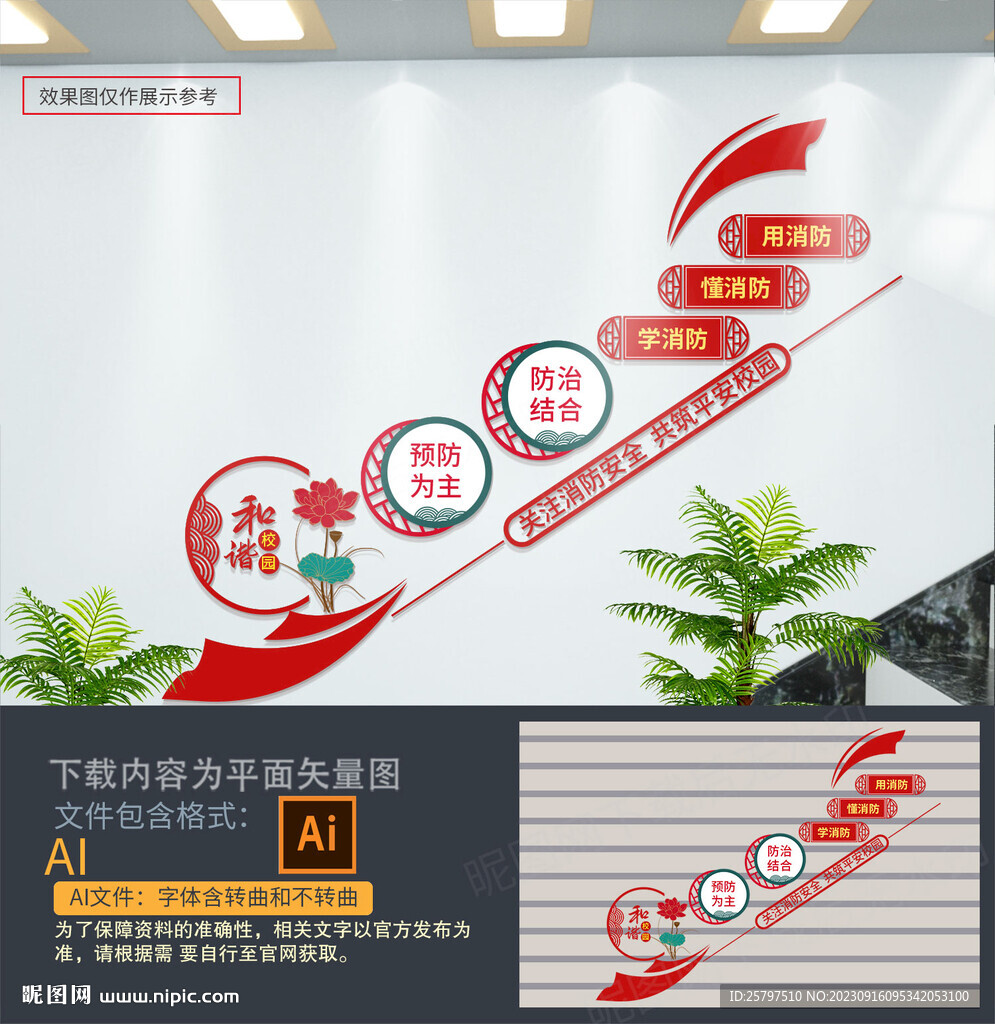 校园消防安全楼梯文化墙