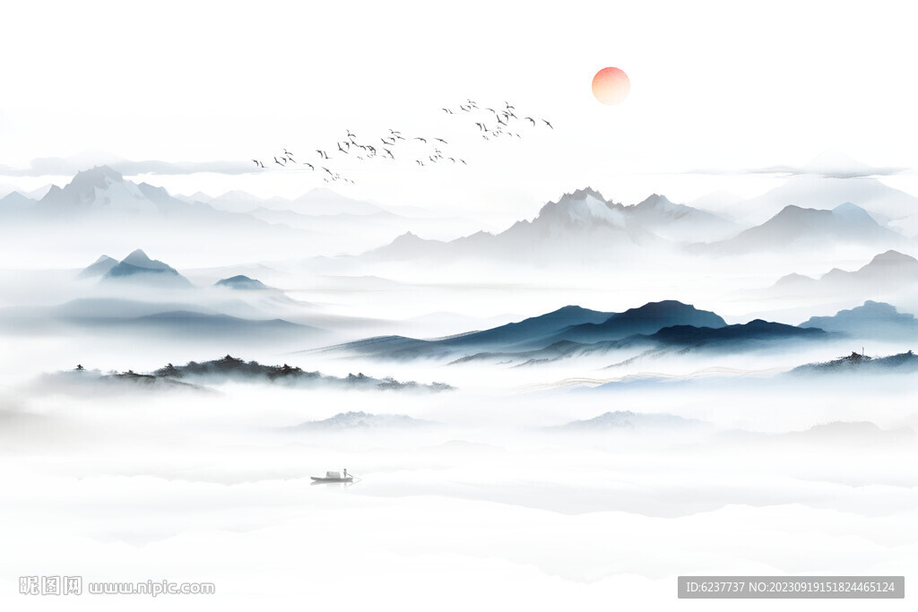 新中式水墨山水图