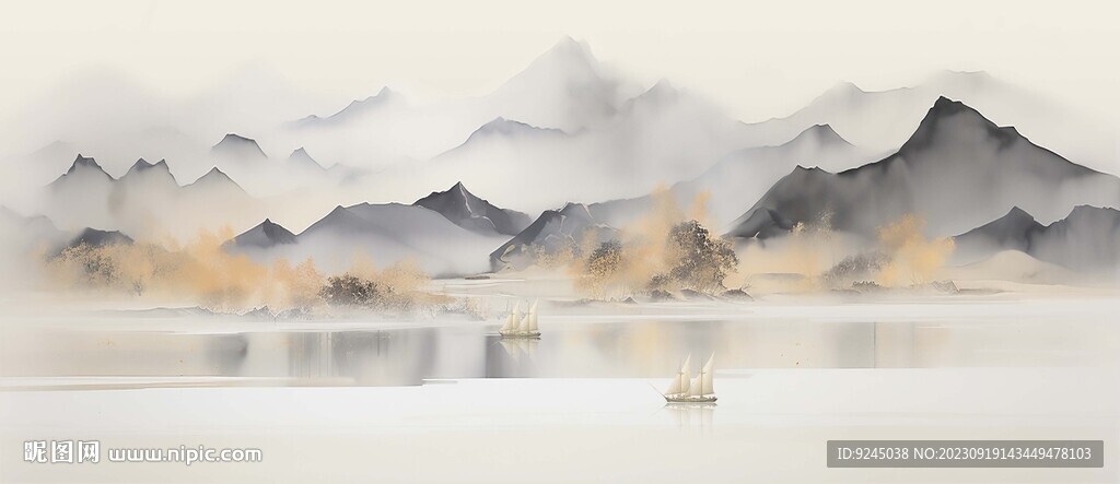 中国风鸿运当头山水装饰画