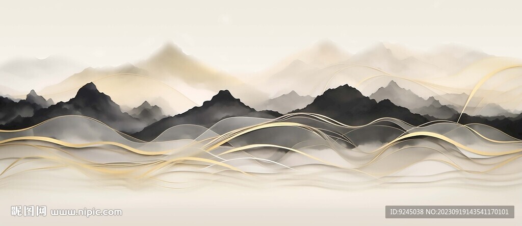 新中式水墨山水画