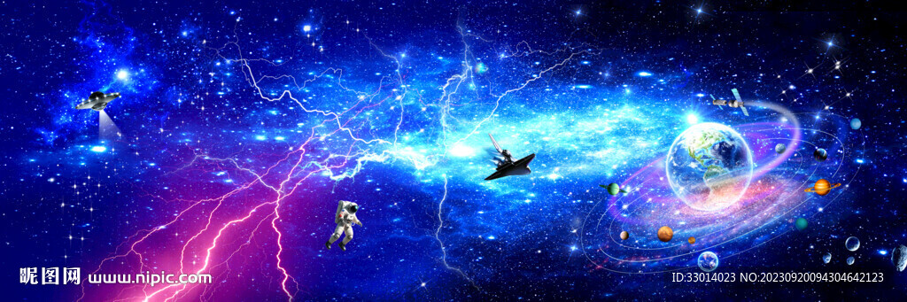 闪电星空