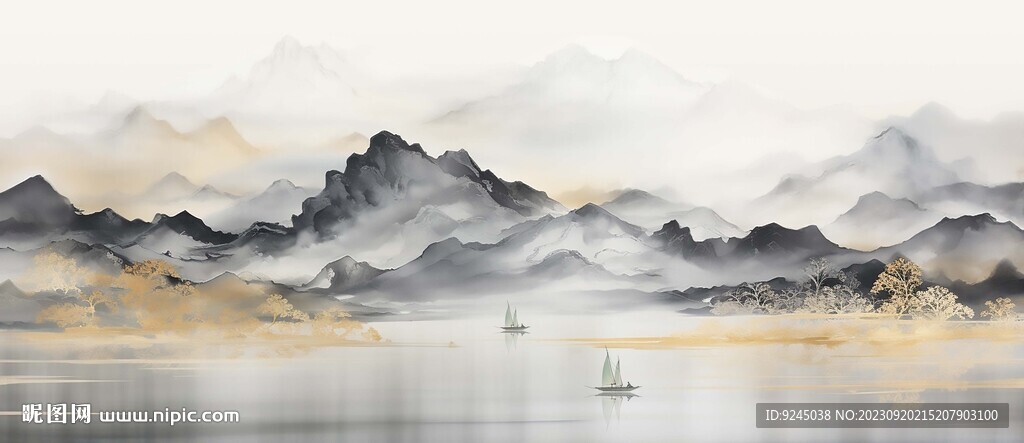 中国传统国画山水装饰画