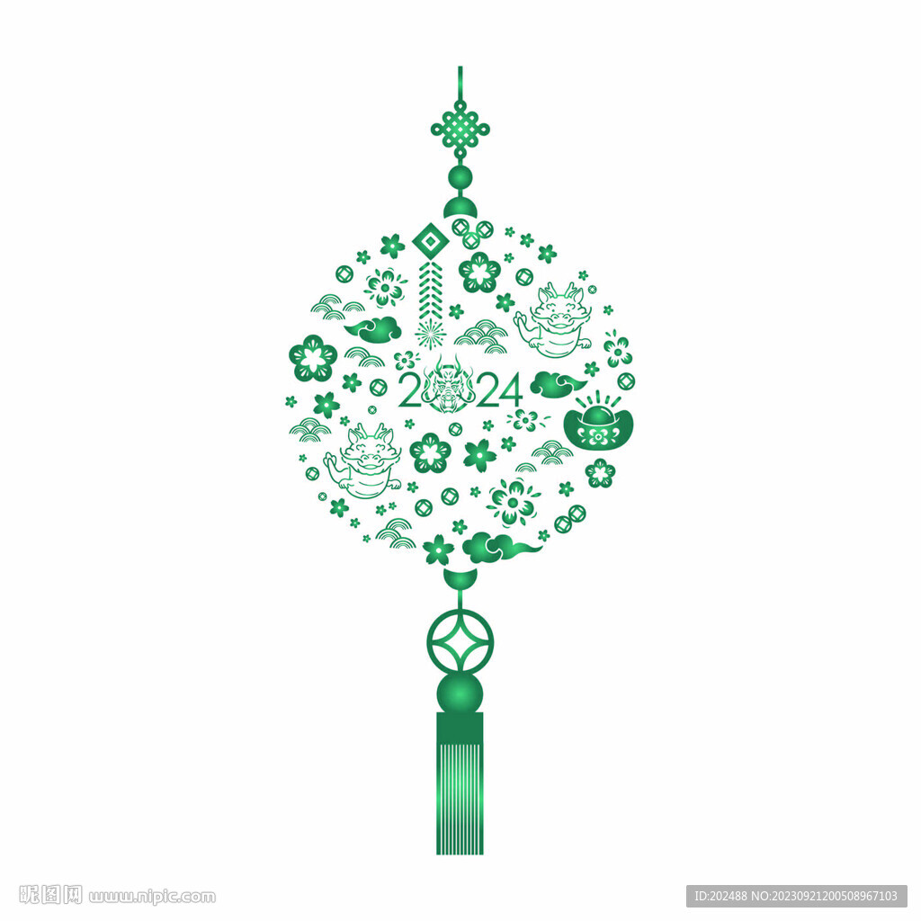 中国新年龙年节日喜庆祥云装饰