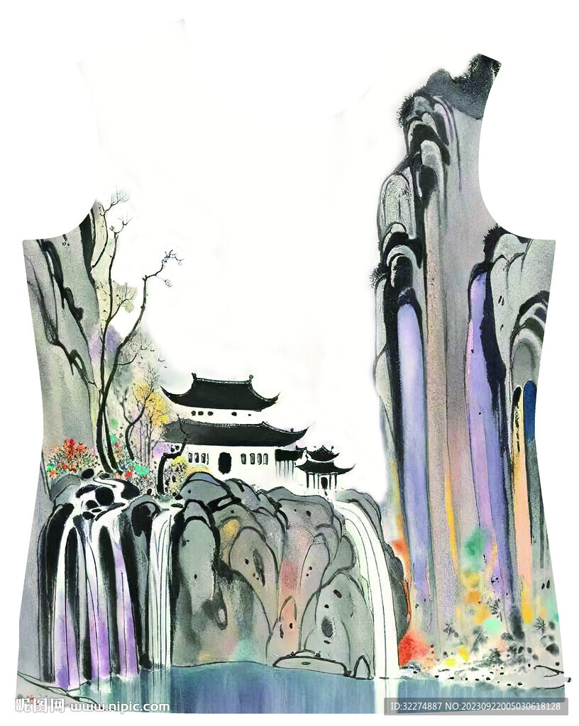 高山流水印花