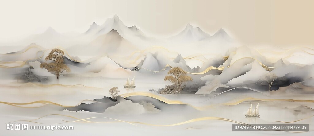 新中式抽象禅意山水画