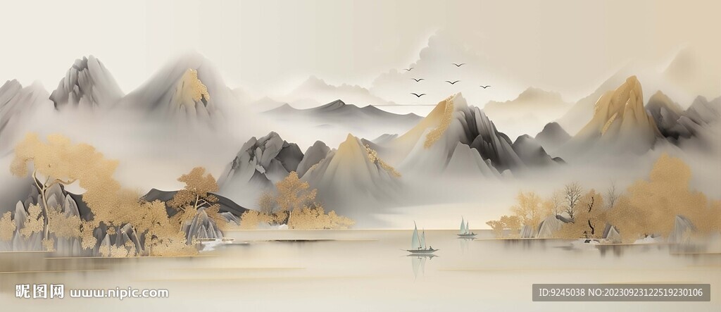 新中式山水画意境装饰画