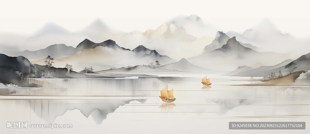 中国风鸿运当头山水装饰画