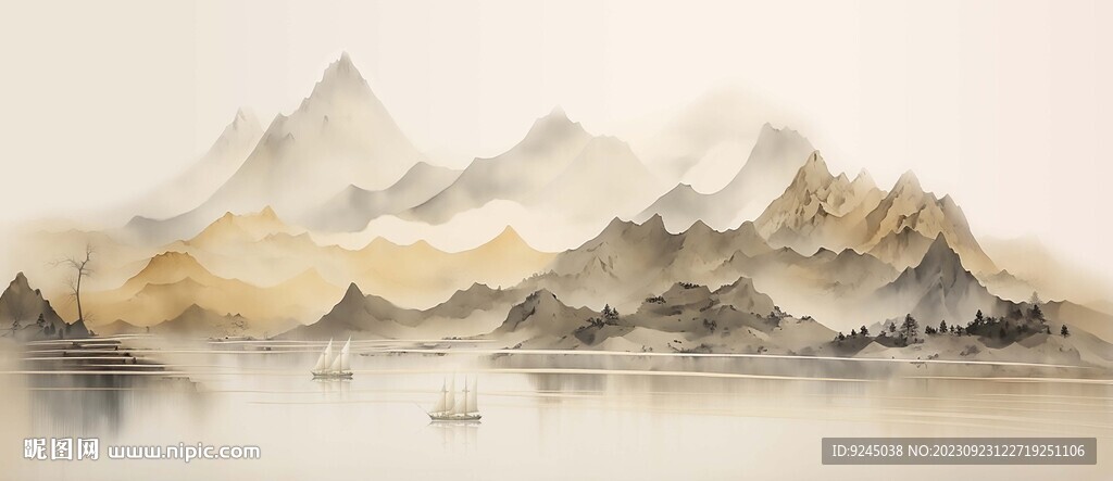 新中式水墨山水画