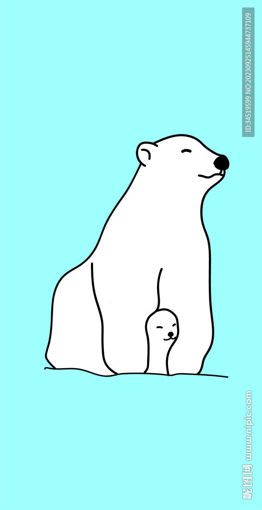 北极熊手机壁纸插画