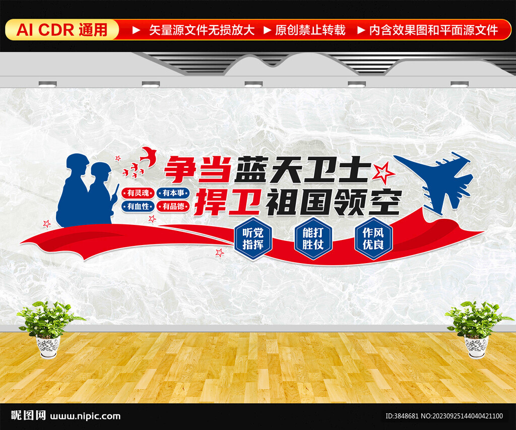 捍卫祖国领空文化墙