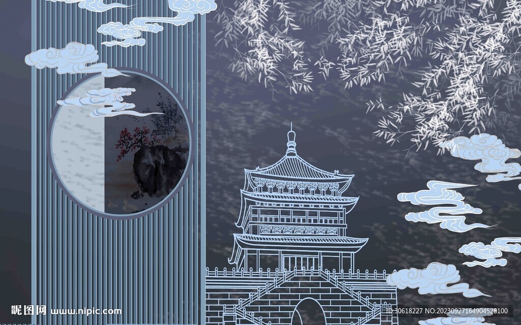 新中式背景墙 