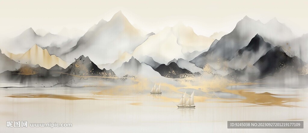 新中式水墨山水画