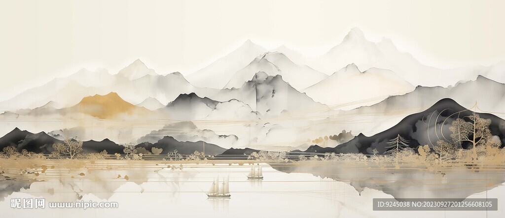 新中式水墨意境山水装饰画