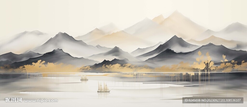 新中式水墨意境山水装饰画