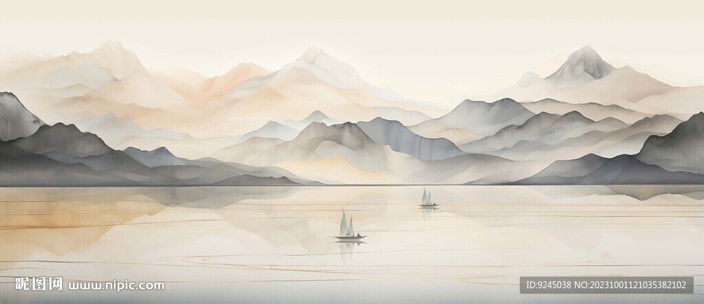 新中式抽象禅意山水画