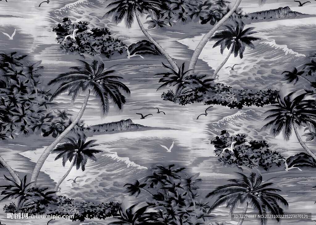 椰子树数码印花