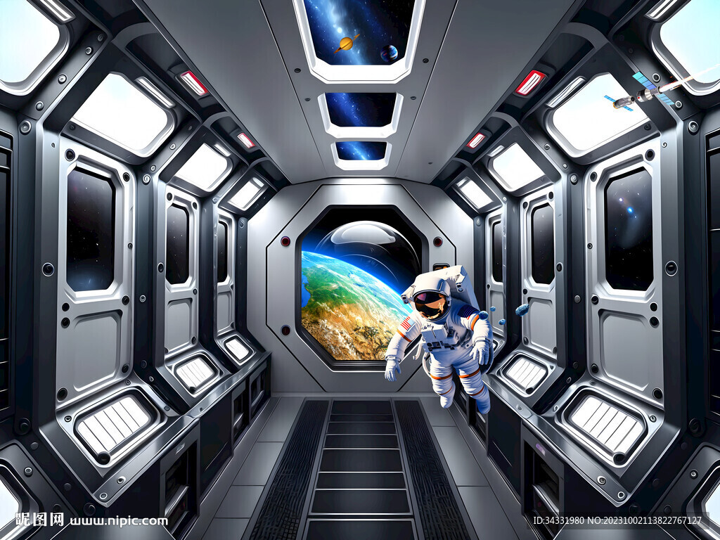 空间站太空舱宇宙星球背景