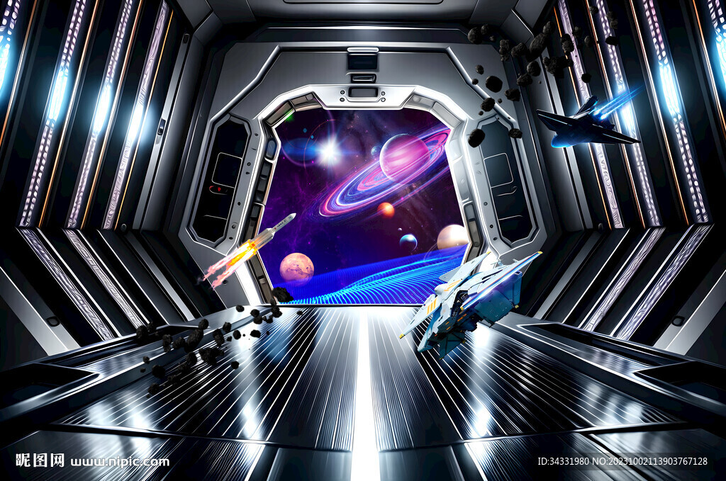梦幻外太空火箭宇宙星球银河背景