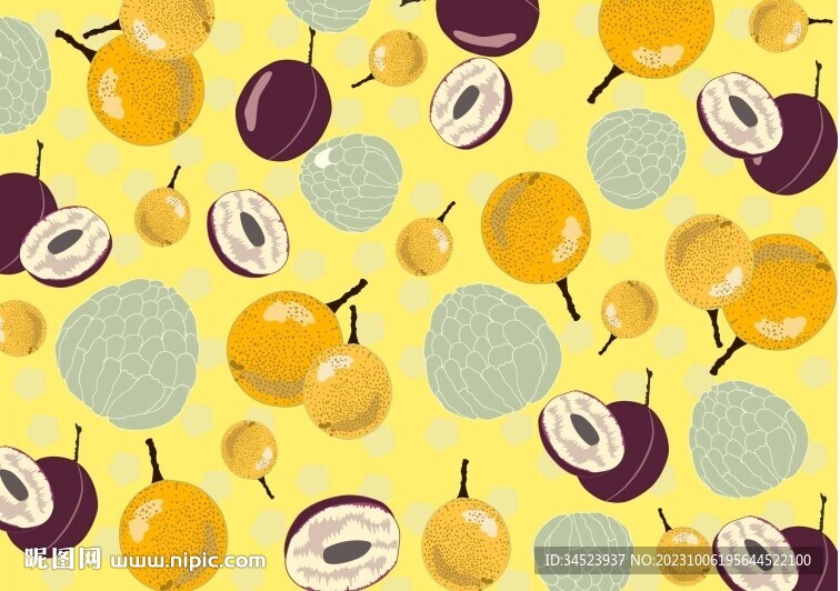 枇杷西梅释迦果水果图案