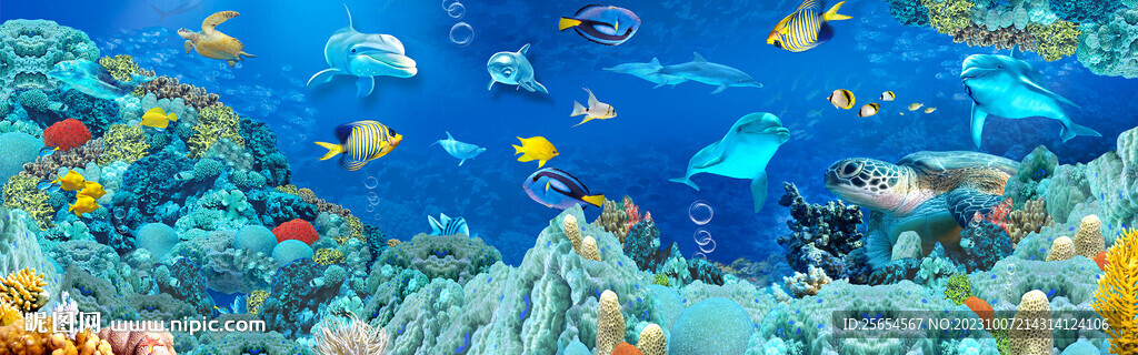 海底珊瑚长幅背景墙