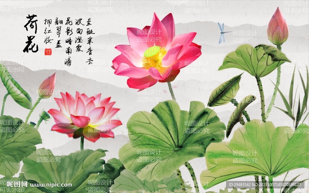 荷花国画荷花