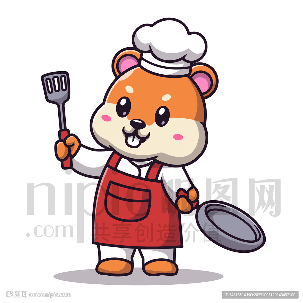 可爱卡通厨师小松鼠