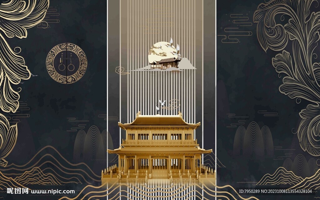 新中式背景墙  