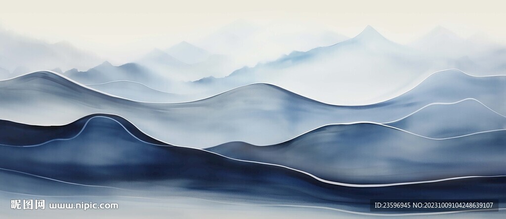新中式水墨手绘山水画
