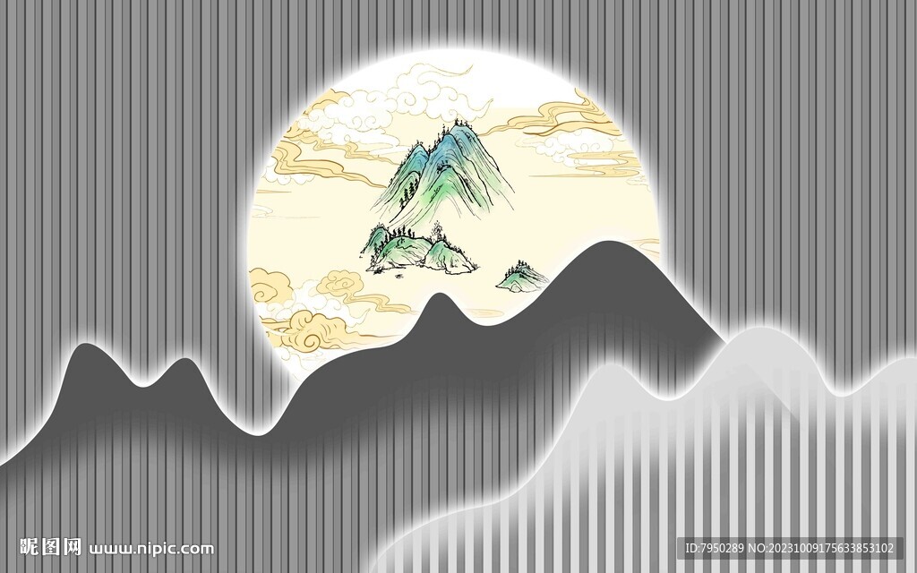 新中式背景墙  