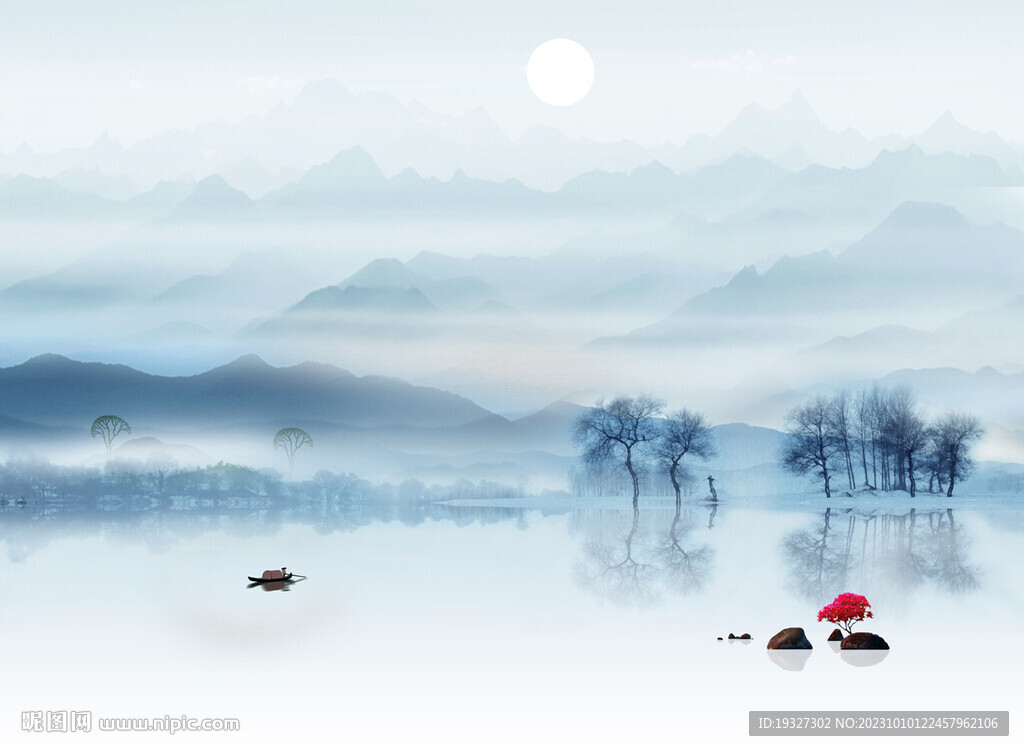 意境水墨山水图
