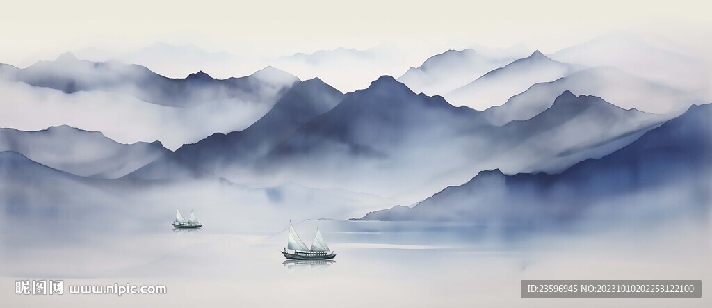 新中式水墨山水画