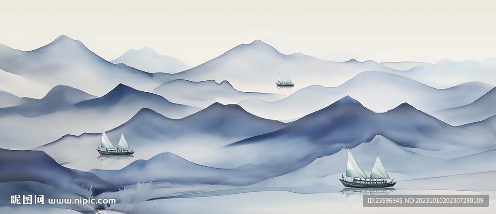 中国传统国画山水装饰画