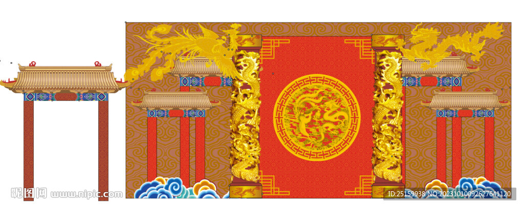 中式婚礼舞台背景板